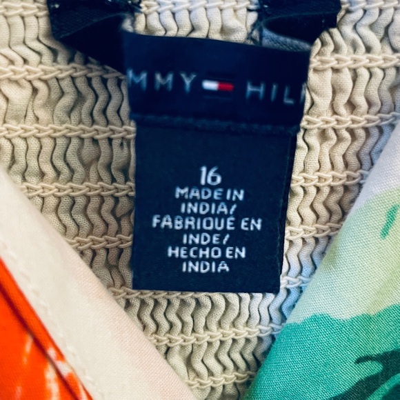 Chic Tommy Hilfiger Plus Size White Sundress - Orange Hibiscus with Pockets! - Picture 2 of 10